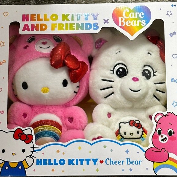 Hello Kitty x Care Bear Cheer Bear 9" Plush Collector Gift Set Limited Edition - Picture 4 of 5